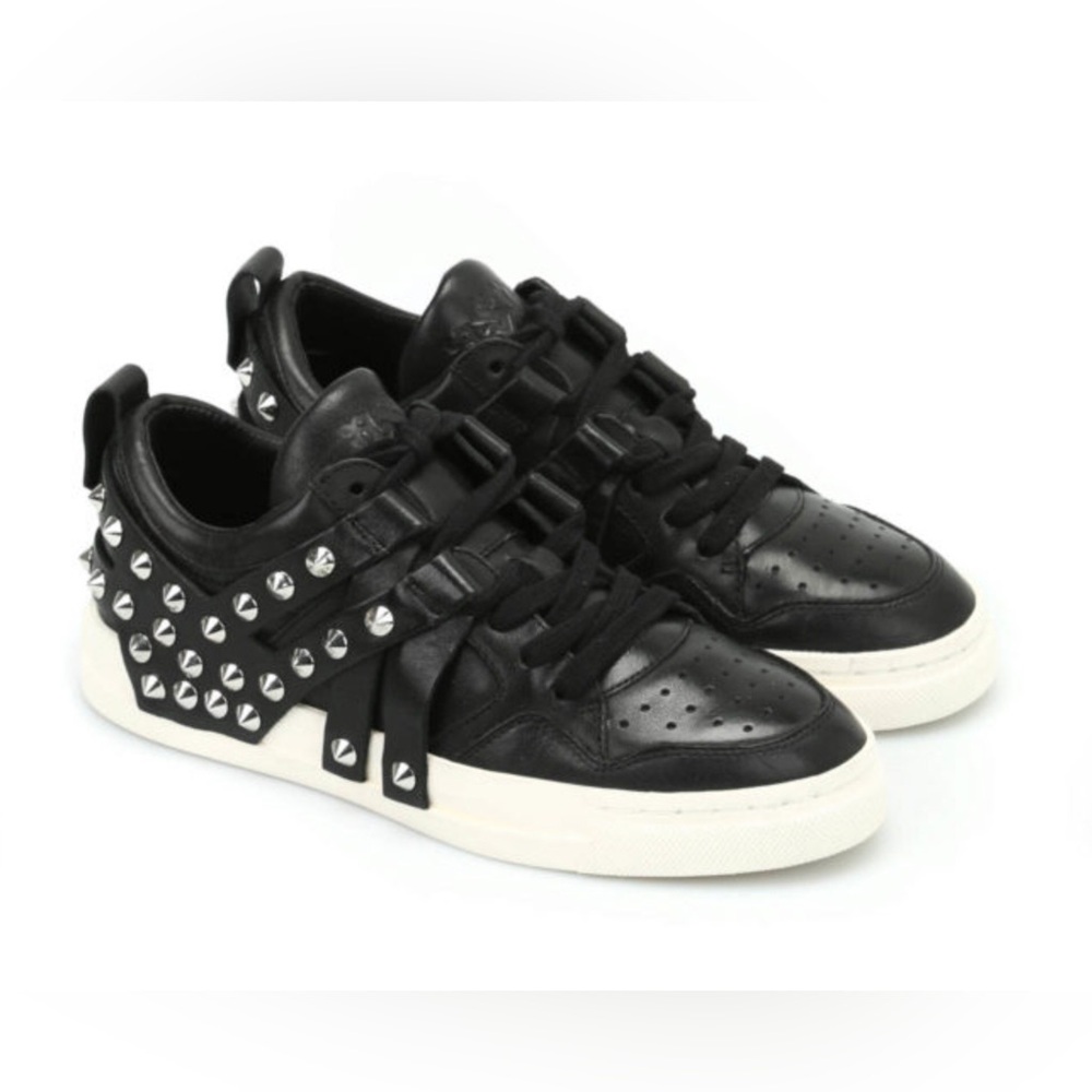 Studded Black Leather Sneakers - Women